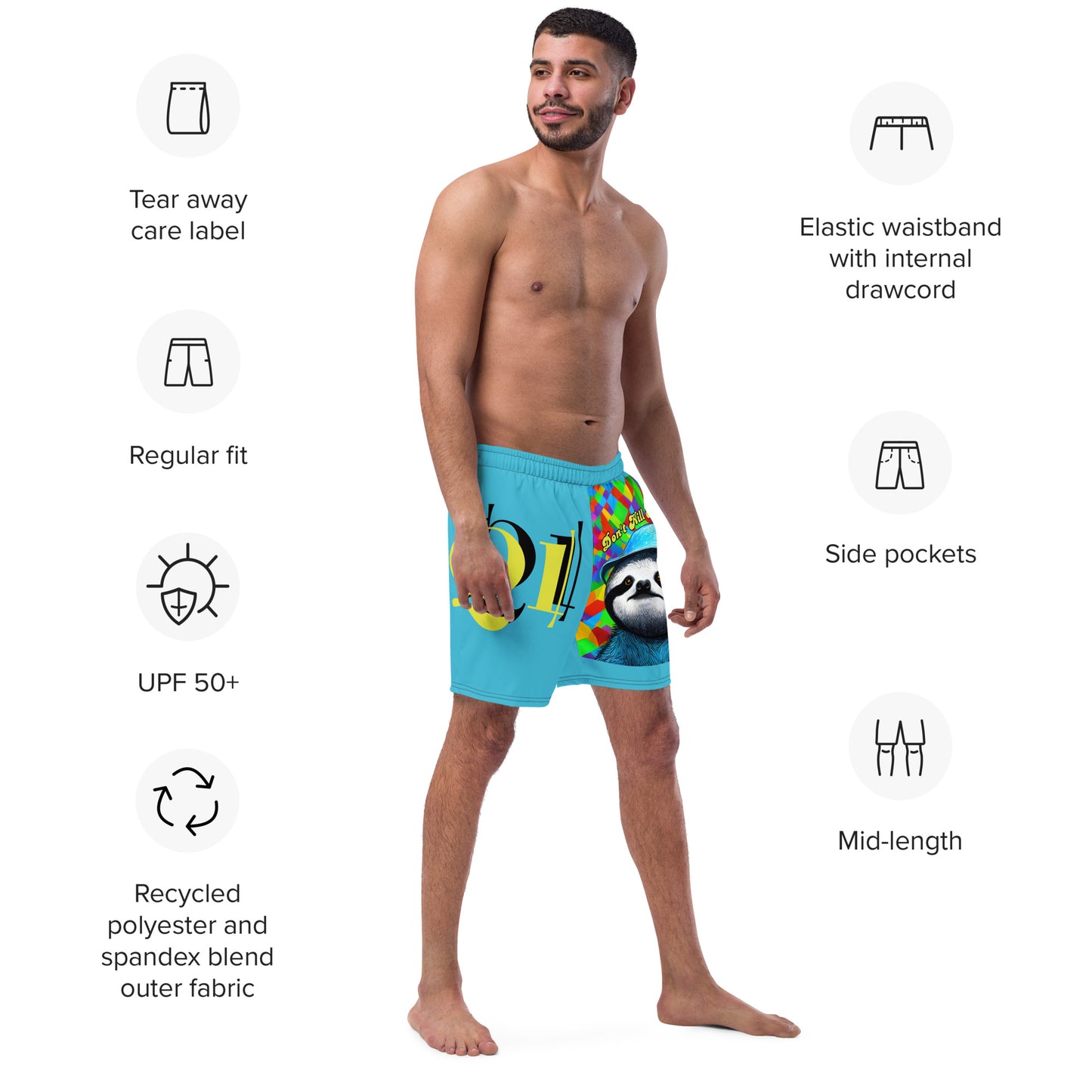 Don't Kill My Vibe Sloth Men's swim trunks