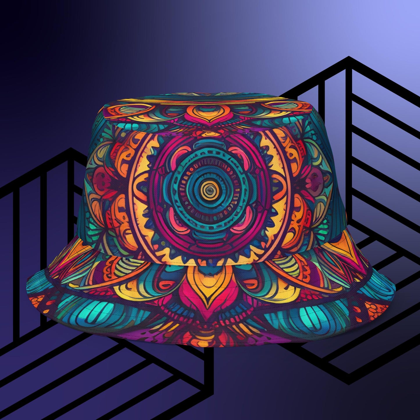 Psychedelic Mandala Reversible bucket hat