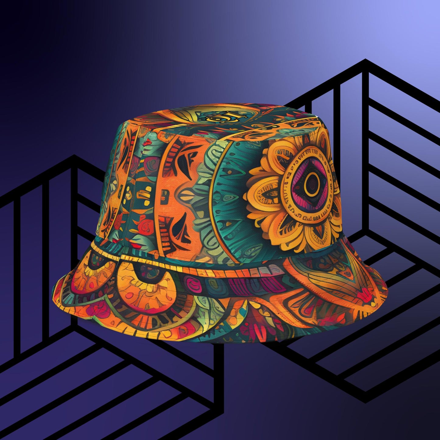Psychedelic Mandala Reversible bucket hat