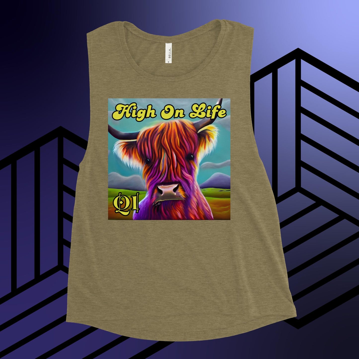 High On Life Highland Cow Ladies’ Muscle Tank