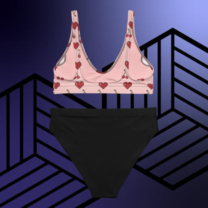 Cute Retro Hearts high-waisted bikini