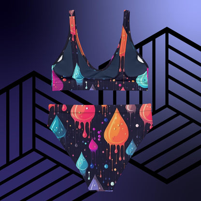 Psychedelic Rain high-waisted bikini