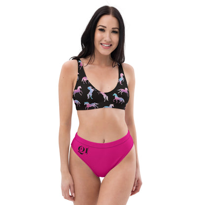 Cute Colorful Horses high-waisted bikini