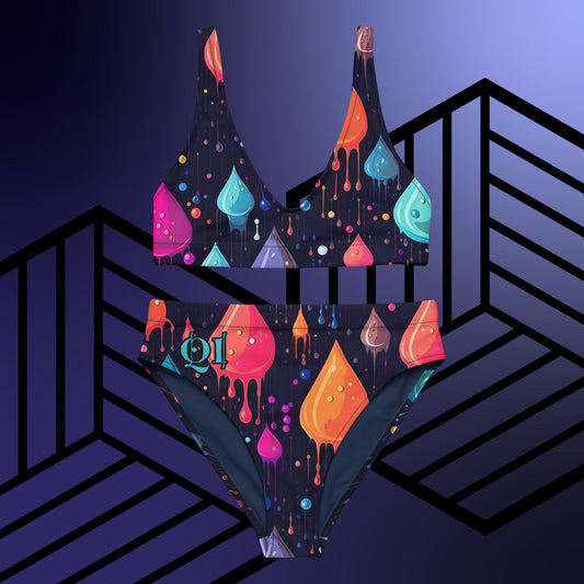 Psychedelic Rain high-waisted bikini