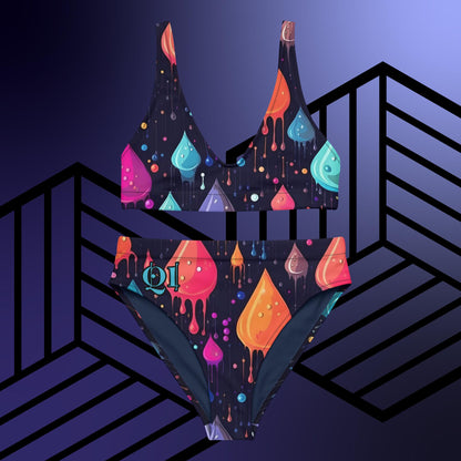 Psychedelic Rain high-waisted bikini