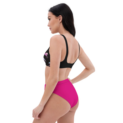 Cute Colorful Horses high-waisted bikini