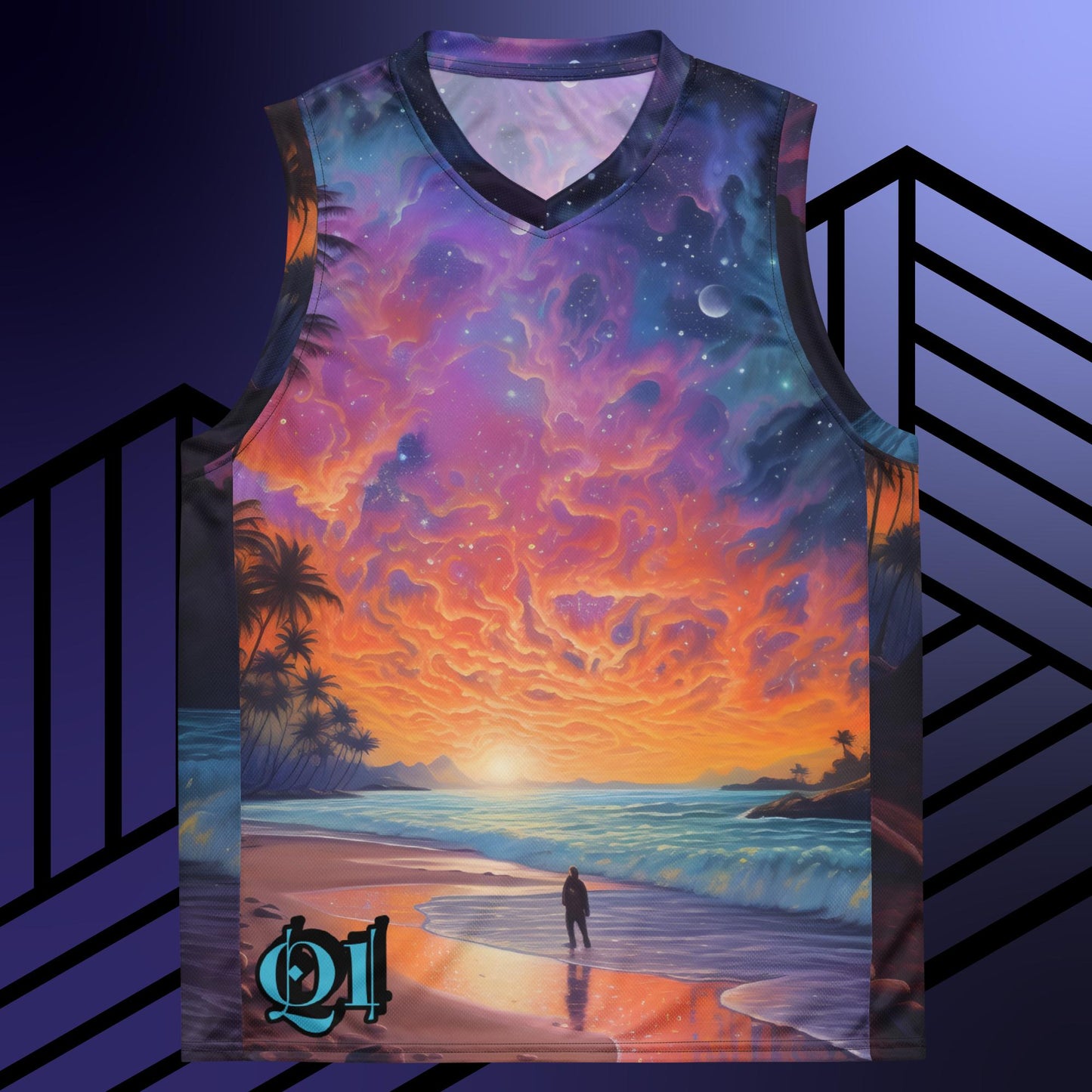 Sunset and Starlight unisex basketball jersey