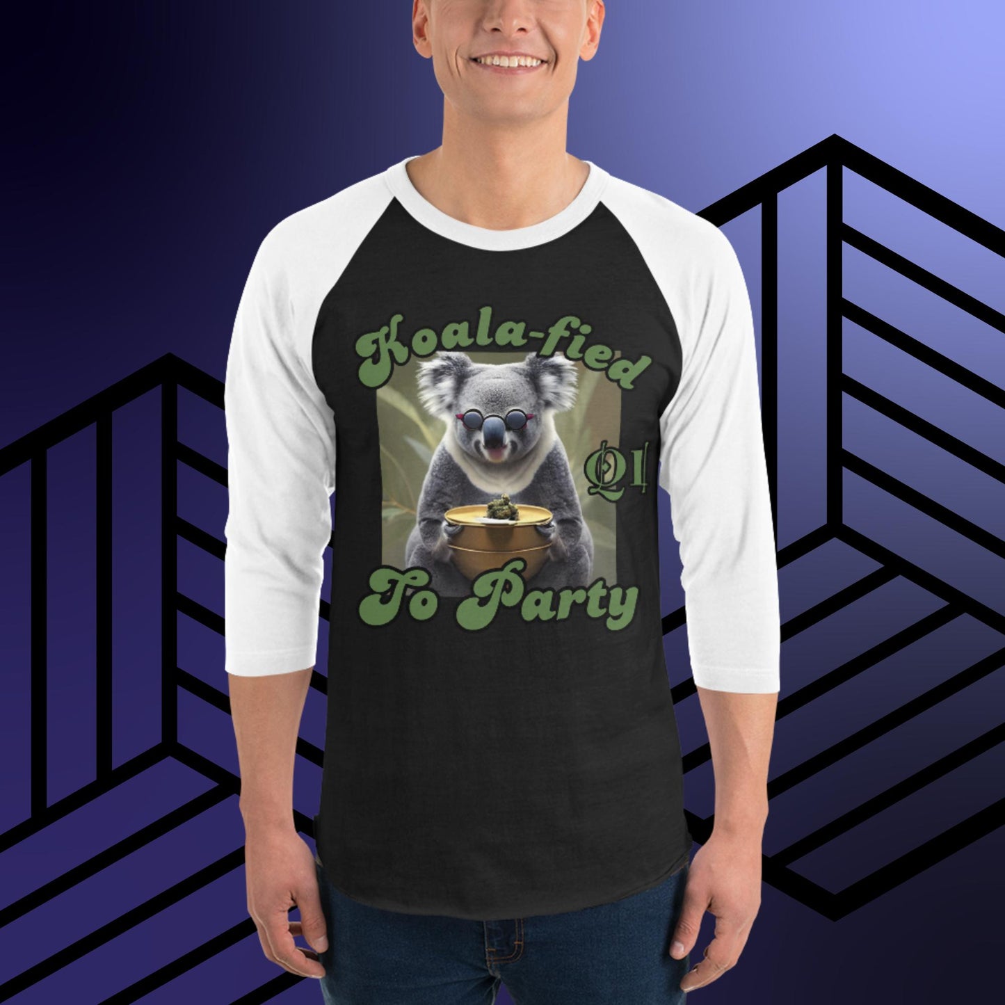 Koala-fied To Party 3/4 sleeve raglan shirt