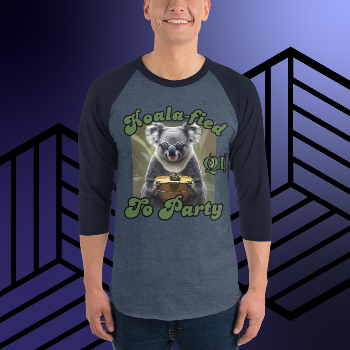 Koala-fied To Party 3/4 sleeve raglan shirt