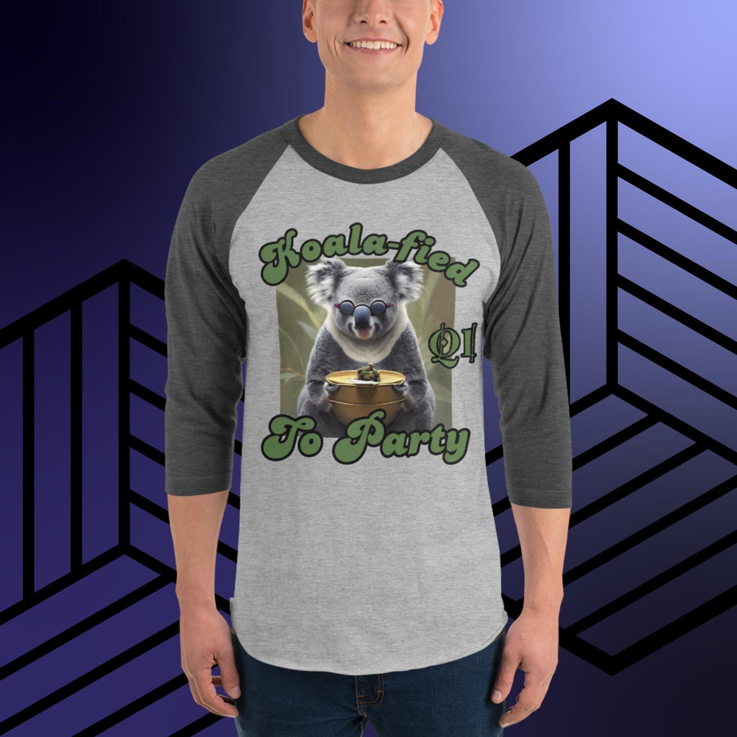 Koala-fied To Party 3/4 sleeve raglan shirt