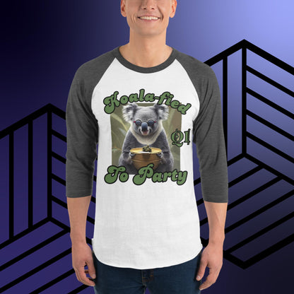 Koala-fied To Party 3/4 sleeve raglan shirt