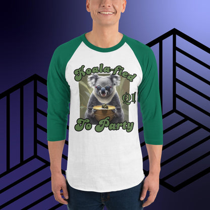 Koala-fied To Party 3/4 sleeve raglan shirt